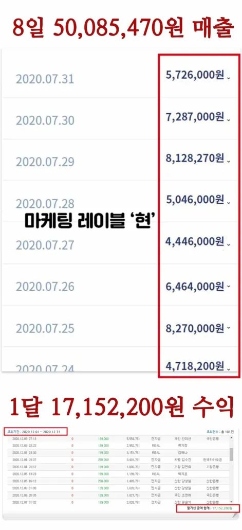기존 월간 매출 및 입금 자료